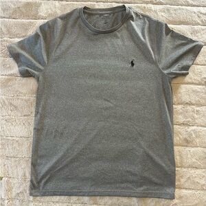 Polo by Ralph Lauren Men's Gray Crewneck Moisture Wicking Logo T-Shirt, Medium